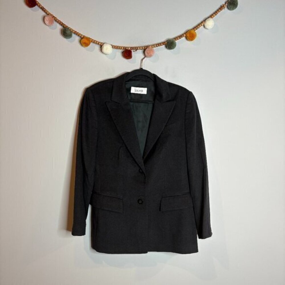 Laurel deep charcoal grey black wool blazer jacket